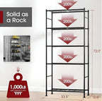 sakugi 2-pack 5-tier steel garage storage shelves, 33.5"x12.6"x72" shown in use