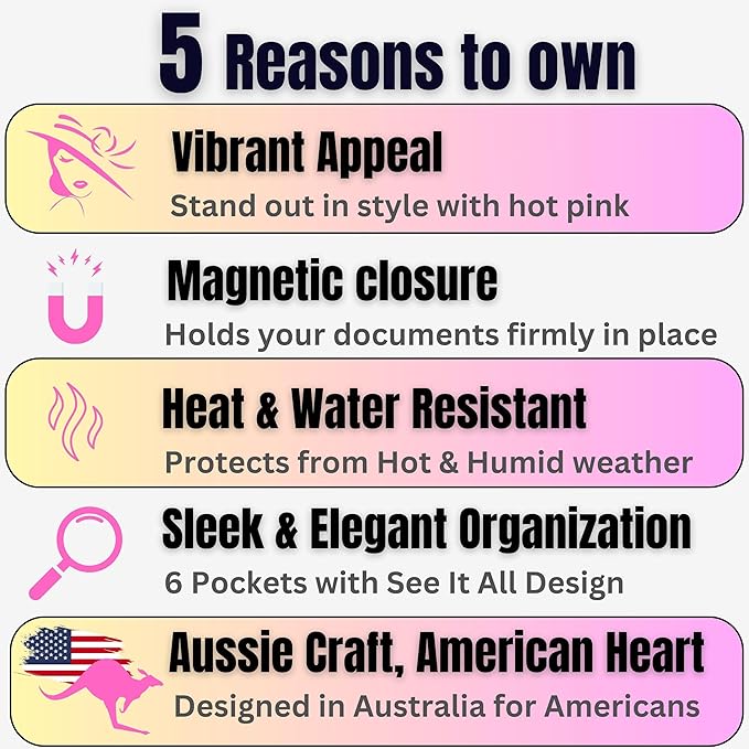 Pink Magnetic Shut Insurance and Registration Holder, Premium PU Leather Glove - Image 2