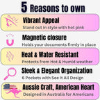 Pink Magnetic Shut Insurance and Registration Holder, Premium PU Leather Glove - Image 2