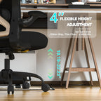 Ergonomic Home Office Chair, 4-Way Lumbar, Thick Cushion, 330LBS | Adjustable Lumbar (up/down/in/out), Rocking Mesh Back, Flip-up Arms, Easy Assembly, Ideal for home offices & small workspaces