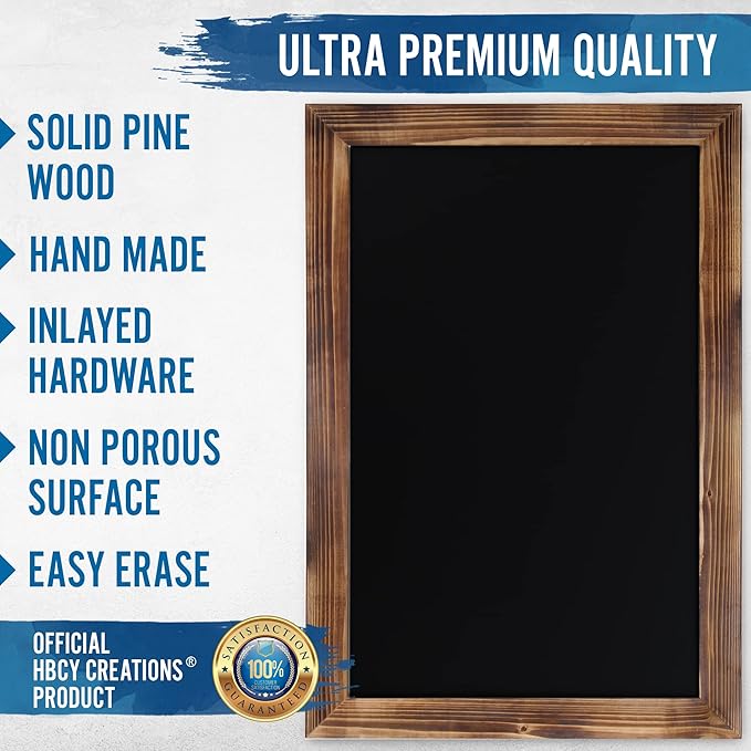 HBCY Creations 20" X 30" Torched Brown Solid Wood Frame Wall Chalkboard - Image 4