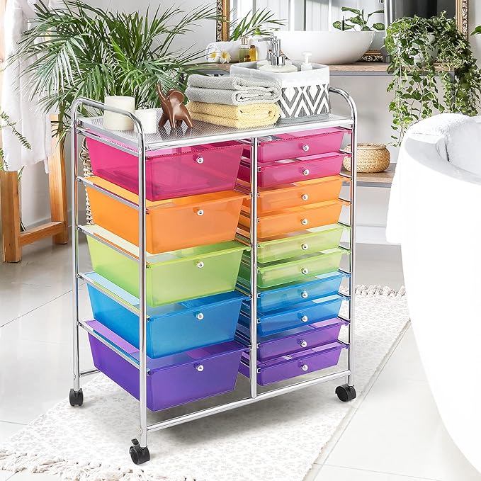 DORTALA 15-Drawer Rolling Storage Cart - Image 8
