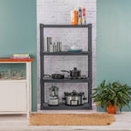 sterilite 4 shelf unit, heavy-duty plastic storage & shown in use