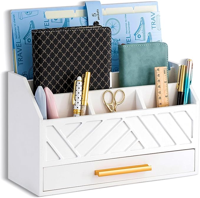 dreampossible white Wood Desk Organizer and Accessories by dreampossible