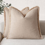 Foindtower Set of 2 Decorative Linen Fringe Throw Pillow Covers Boho Farmhouse by Foindtower