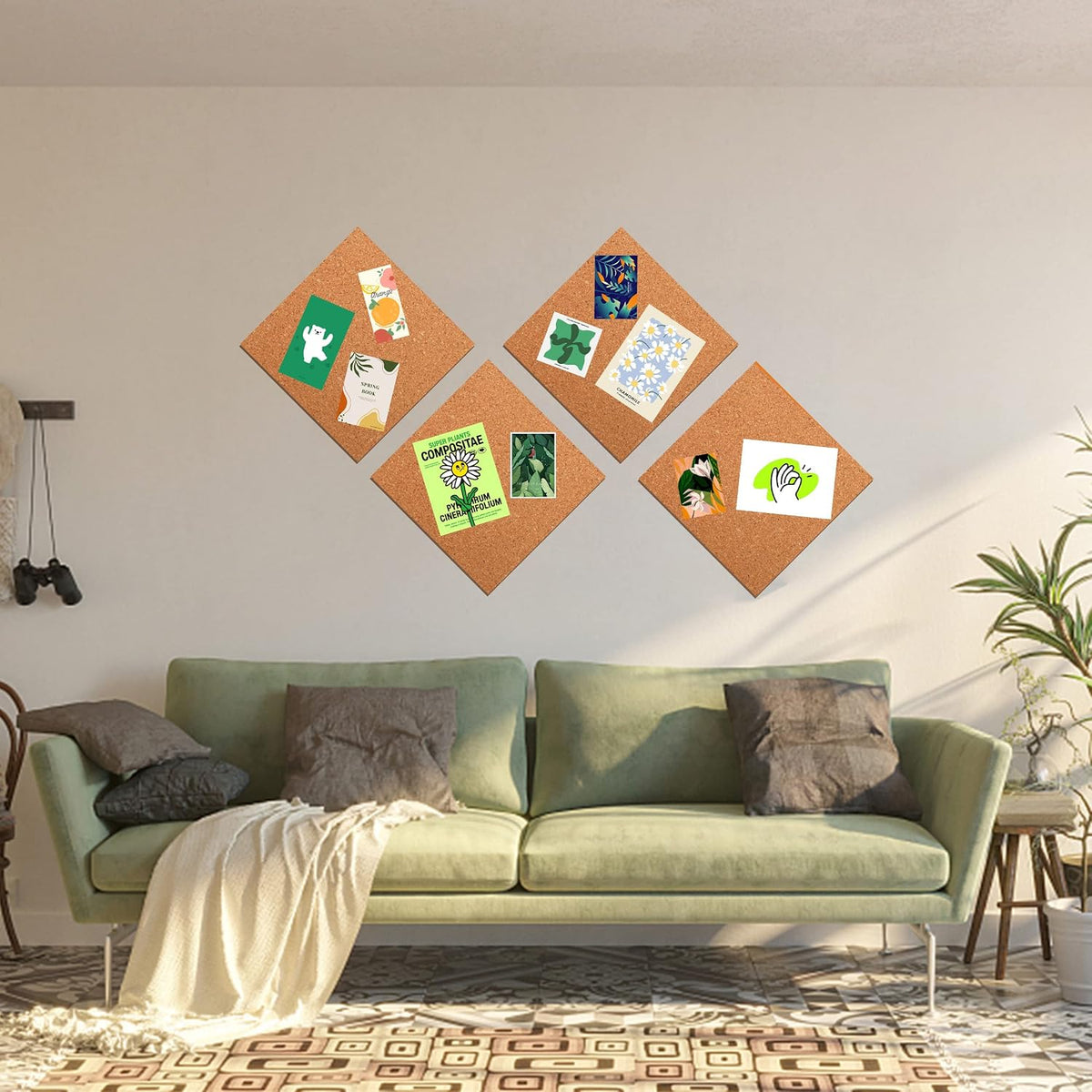 SUNGIFT Cork Board 12"x12" -12 Pack Square Decorative Cork Tiles 1/...