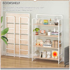 4NM No Assembly Extra Wide 4 Tiers Folding Bookshelf Storage Shelves Vintage - Image 3