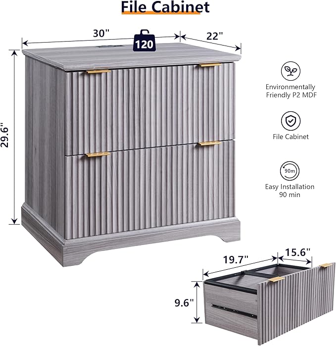 JXQTLINGMU 2 Drawer File Cabinet - Image 2