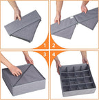 Criusia 3 Pack Sock Underwear Drawer Organizer Dividers, 64 Cell Fabric - Image 7