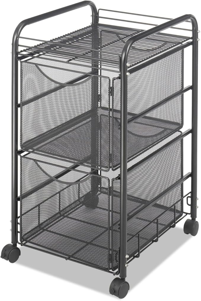 Safco Onyx Rolling Cart with 2 File Drawers, Fits Letter-Size Hanging Folders - Image 2
