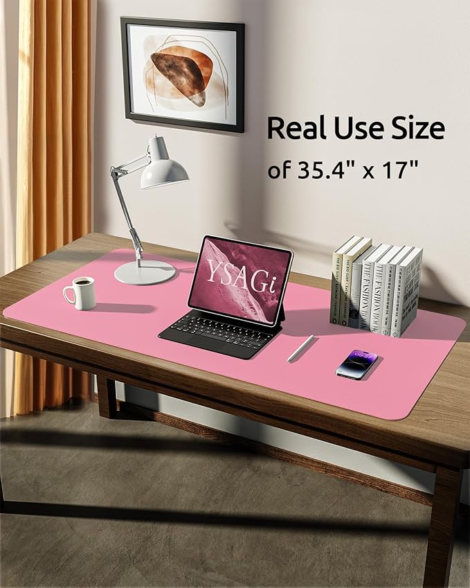 YSAGi Leather Desk Protector, Office Mat, Large Mouse Mat, Non-Slip PU Leather - Image 5