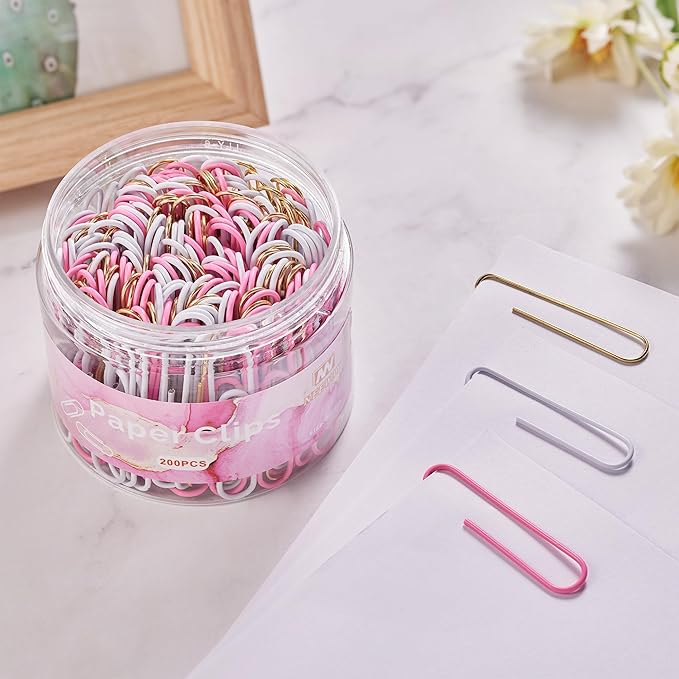 NEEWAY 200pcs Large Pink Paper Clips, 2 Inch Jumbo Paper Clip, Ceative Colored - Image 5
