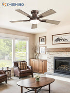 zmishibo 42 inch ceiling fans with lights, remote&app, front angle view