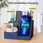 TopMade Wireless Charger with Desk Nightstand Organizer, Leather Pen Pencil - Image 3
