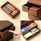 deayou bamboo desk organizer, 100% natural bamboo desktop showing dimensions