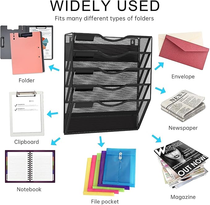 LQPAFZ 5-Tier Magnetic File Holder, No Drilling Installation File Cabinet - Image 5