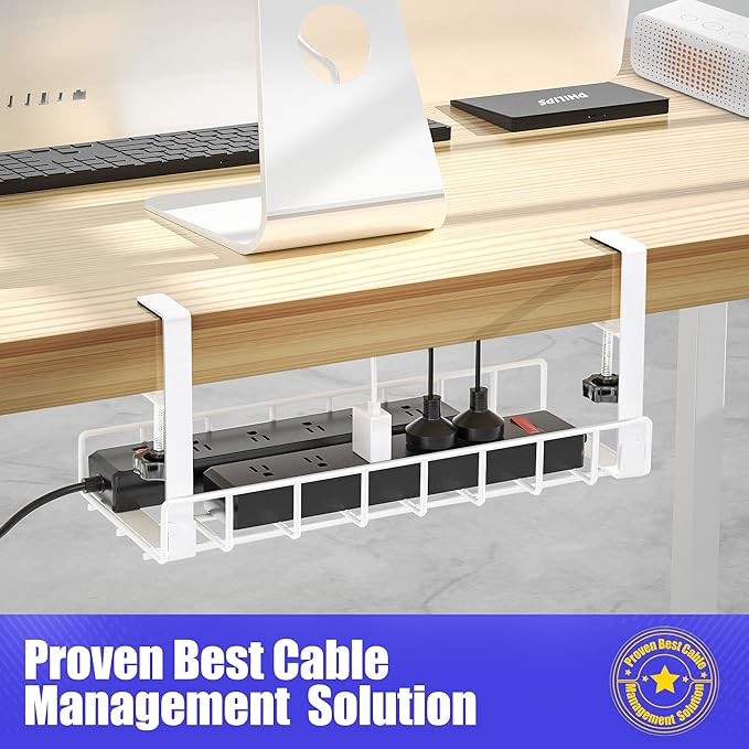 Under Desk Cable Management Tray, Xpatee Upgraded Wire Management No Drill No - Image 6