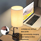 dreamholder table lamp with 3 usb charging ports, close-up detail