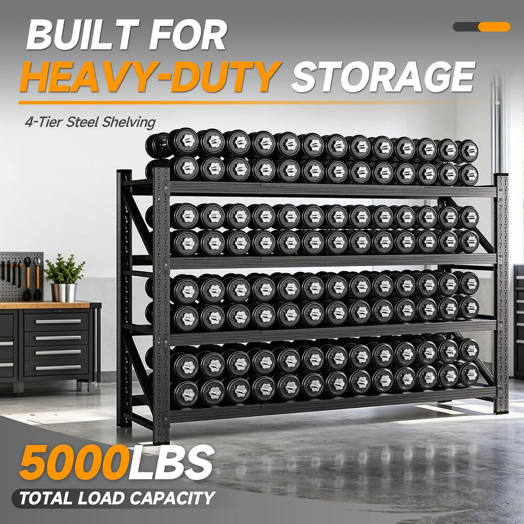 bynsoe heavy duty shelving unit 71''w, garage shelving, close-up detail