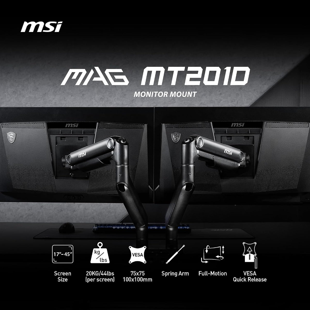 msi mag mt201d - premium heavy duty dual shown in use