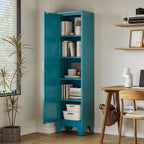 Washsemba 67'' Farmhouse Metal Storage Cabinet with Barn Doors, Steel File Cabinet for Home Office, Kitchen Pantry 4 Adjustable Shelves, Freestanding Cupboard (Peacock Blue)