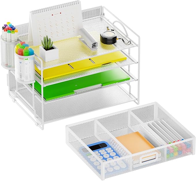 Marbrasse Desk Organizer and Accessories4-Tier Paper File Letter Tray - Image 2