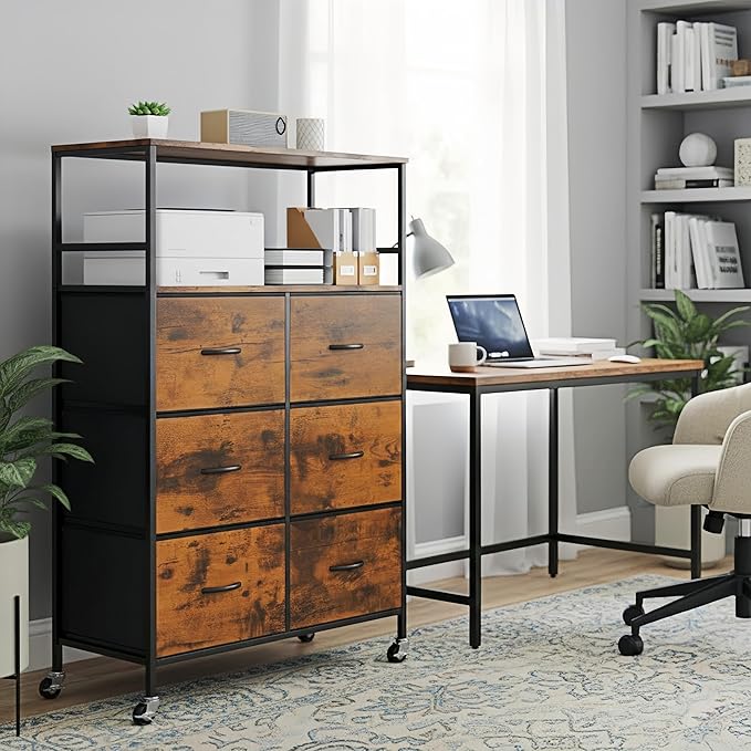DreamDashio 51" H Tall Mobile File Cabinet, Rolling Printer Stand - Image 9