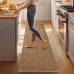 tan brown faux jute runner rug 2x6 ft,braided, front angle view