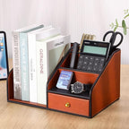 KINGFOM PU Leather Desk Organizer, Pen Pencil Holder/Book Mail Organizer Holder - Image 7