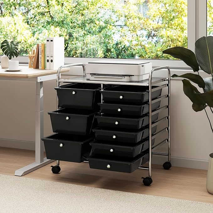 LDAILY 9 Drawer Rolling Storage Cart, Rolling Cart - Image 2