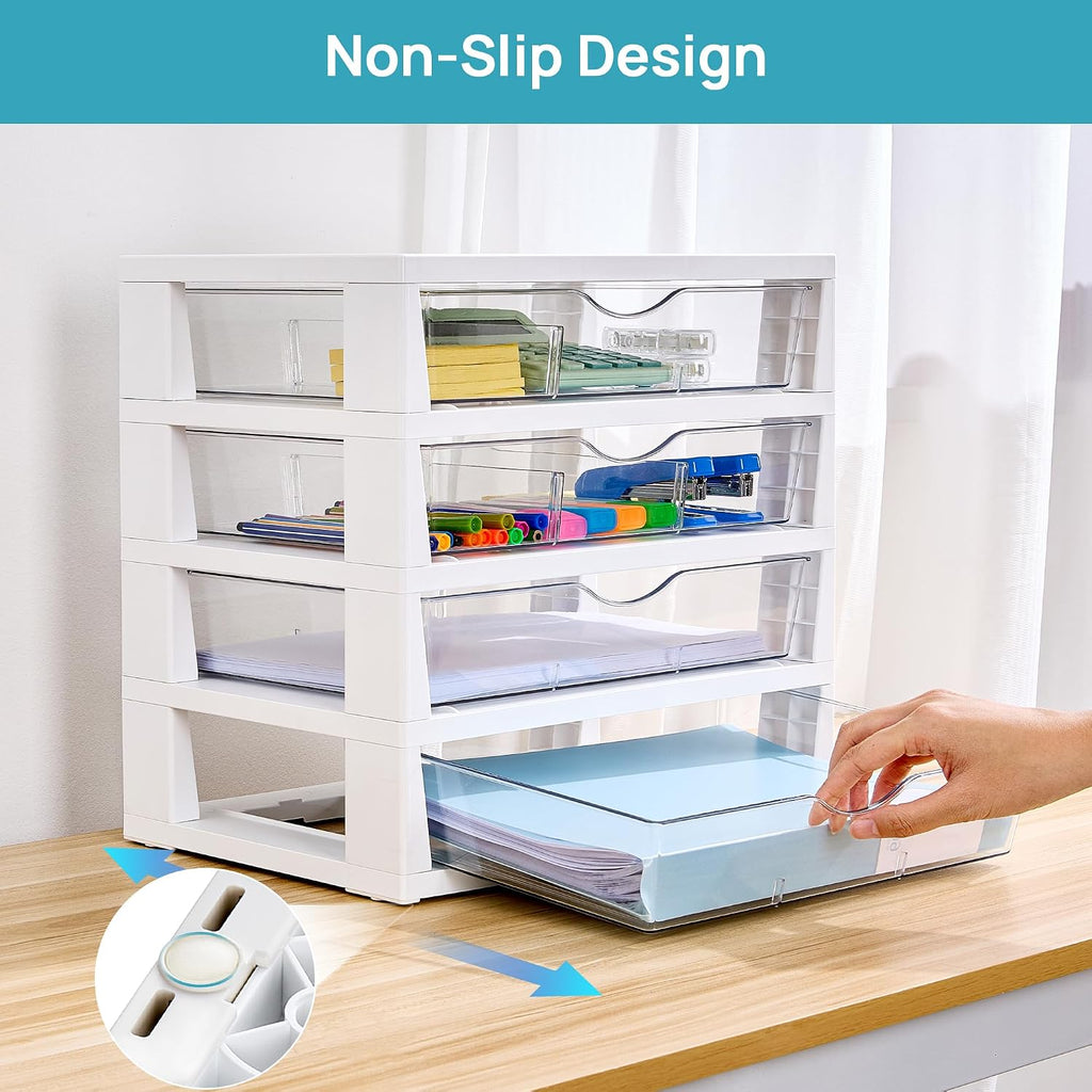 vtopmart clear desktop organizer, 4-tier drawer storage with, package contents