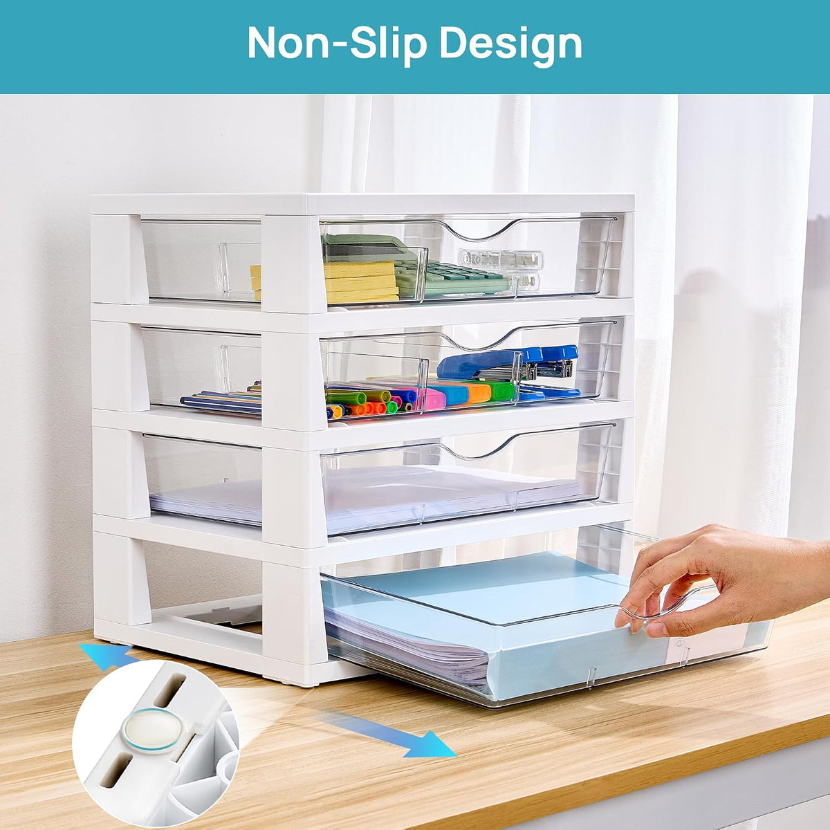 vtopmart clear desktop organizer, 4-tier drawer storage with, package contents