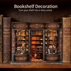 BELEEV Book Nook Kit for Adult and Teens,3D Wooden Puzzle(Hoggor Bookstore) | DIY Miniature Dollhouse Kit with LED Light, Openable Door Booknook Bookshelf Decor Craft, Birthday Gifts for Women Teens