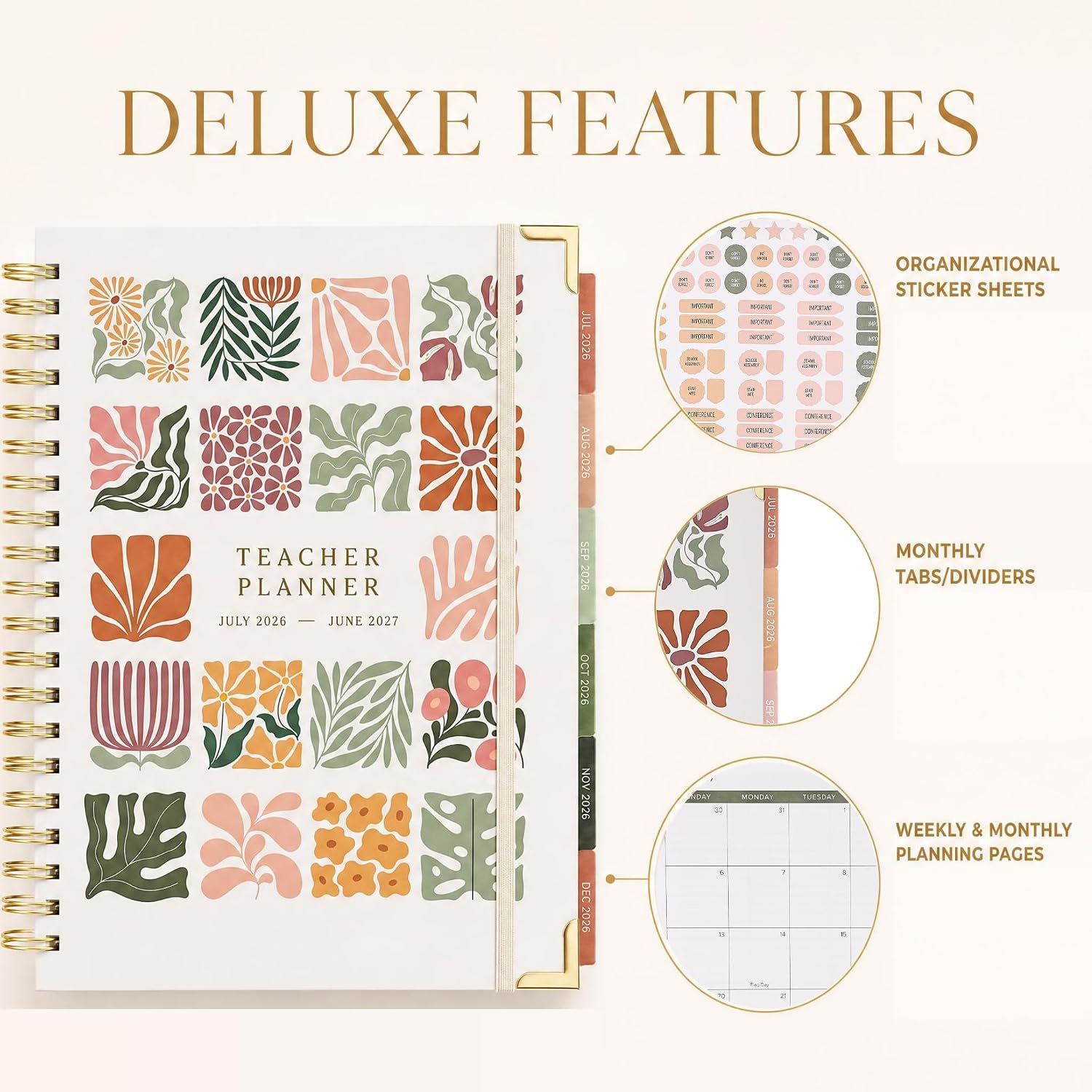 Aesthetic Teacher Planner For The 2026-2027 Academic School Year | All Incl. 8.5" X 11" Lesson Plan Book Supplies - Easily Organize Your Daily, Weekly & Monthly Classroom/homeschool Schedule