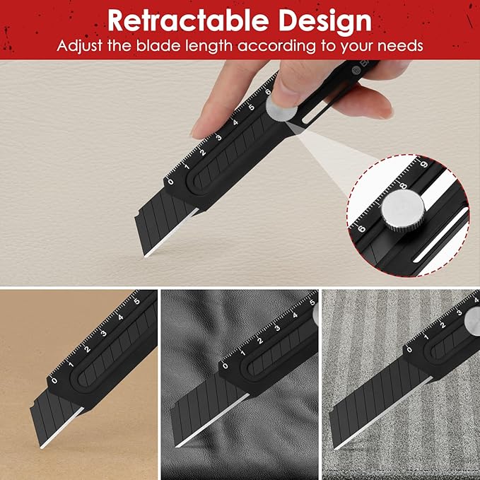 BIBURY 2 Pack Utility Knife, Heave Duty Full Stainless Steel Retractable Box - Image 6
