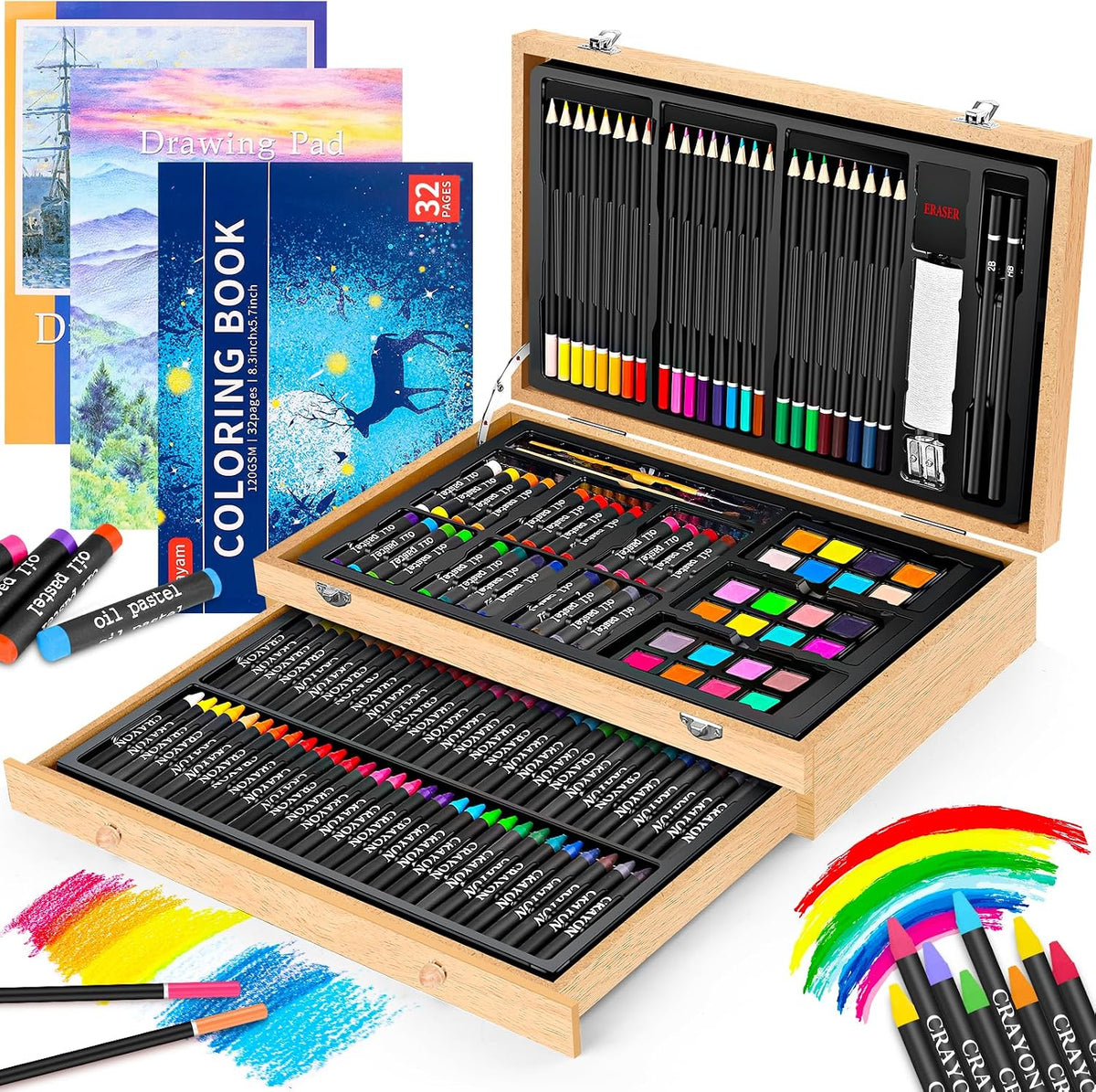 ibayam 150-pack deluxe wooden art set crafts drawing, main product view