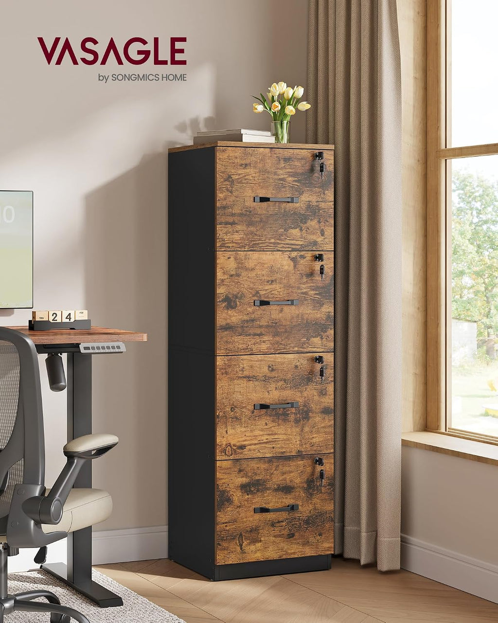 vasagle 4 drawer file cabinet with locks, for shown in use