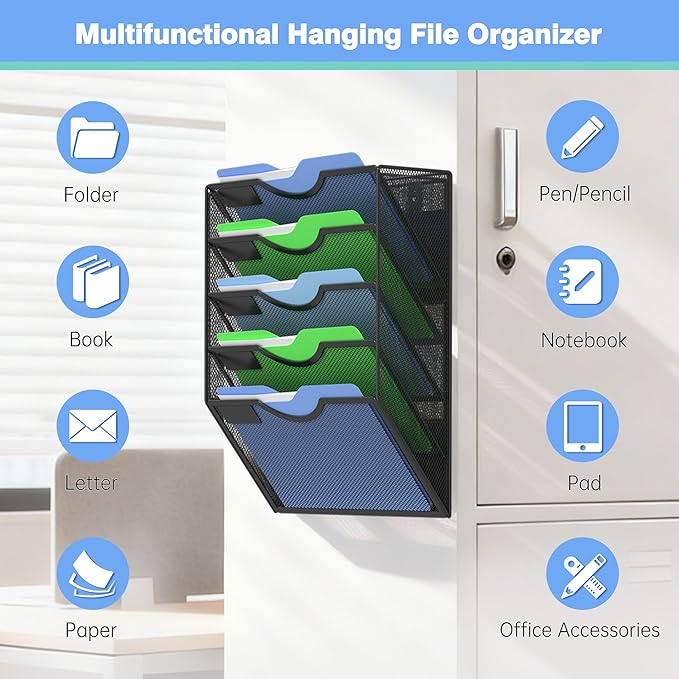 Kuntine.B Wall File Organizer Office Hanging Magazine Holder Wall File Organizer - Image 4