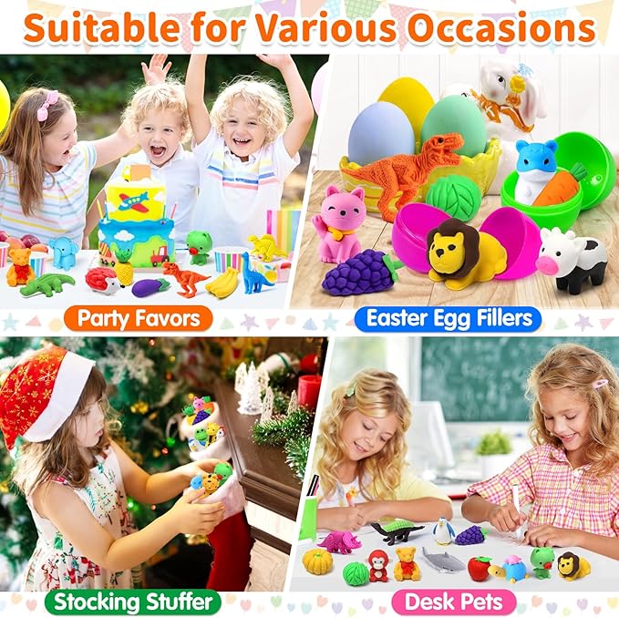 Arscniek 40 Pack 3D Puzzle Animal & Food Erasers - Image 8