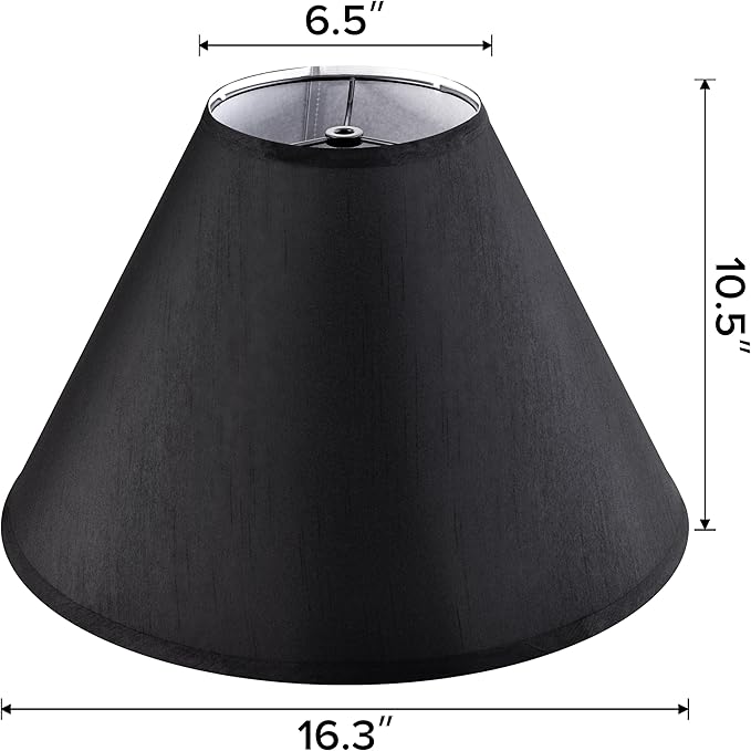 GO&SO Set of 2 Black Lamp Shade Fabric Large Lampshades, Barrel Lamp Shades 6.5 - Image 2