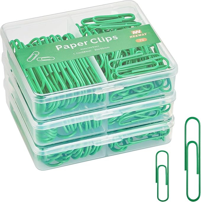 NEEWAY Colorful Paper Clips Assorted Sizes, Small and Large Paperclips by NEEWAY