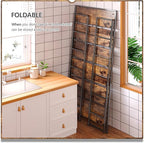 4NM No Assembly Extra Wide 6 Tiers Folding Bookshelf Storage Shelves Vintage - Image 4