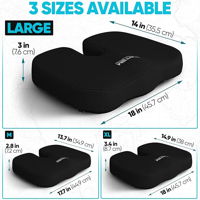 FORTEM Seat Cushion, Office Chair Cushion, Lumbar Support Pillow - Image 2