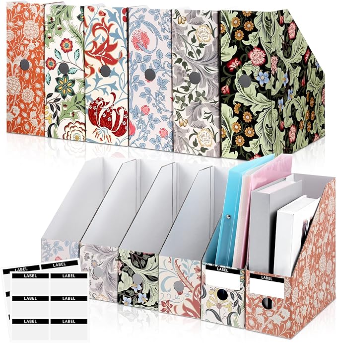 PerKoop 12 Pcs Magazine File Holder Foldable Decorative Cardboard File Folders by PerKoop