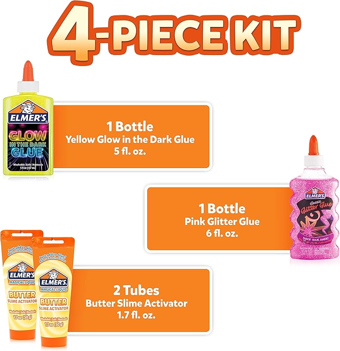 Elmer’s Butter Slime Kit, Includes Glow in the Dark Glue, Glitter Glue - Image 2