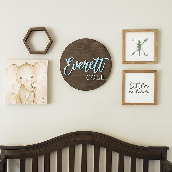 Custom Round Nusery Name Sign, Personalized 3D Baby Name Announcement Sign - Image 2