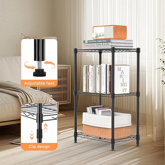 M MZG 3 Tiers Shelf Metal Storage Shelves Wire Rack Closet Organizers - Image 4