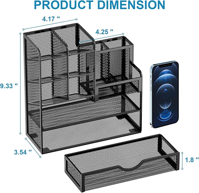 Marbrasse Mesh Pen Holder for Desk, Desk Organizers and Accessories for Office - Image 5