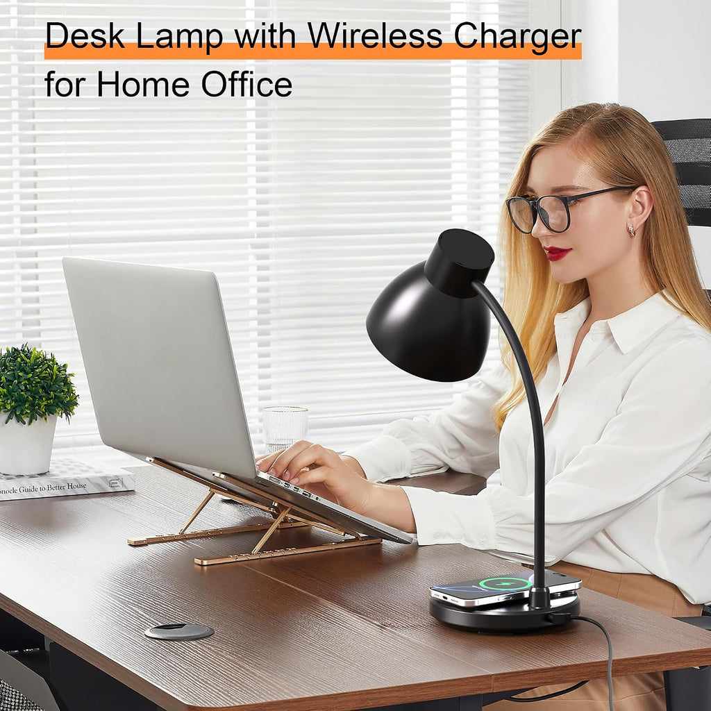 led desk lamp for home office with wireless showing dimensions