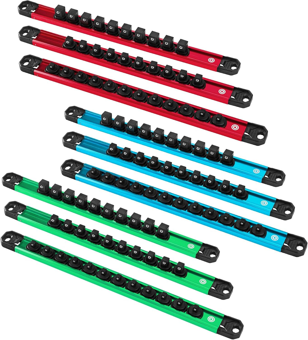 DURATECH 9PCS 1/4", 3/8", 1/2" Magnetic Socket Organizer Set w...